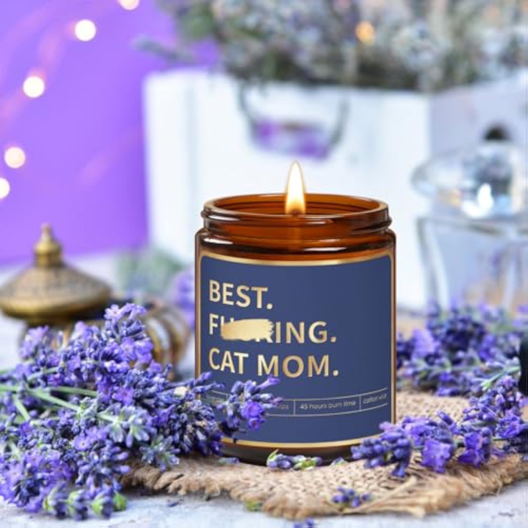 Lavender Candle for Cat Lovers, Gift for Cat Mom