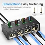 4 Channel Headphone Amplifier 3.5mm/6.35mm/RCA Jacks, Metal Headphone Splitter with 8 Headphone Output Port, Compact Headphone Amp with Stereo Switch, RGB Light.