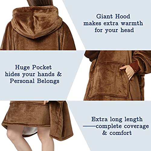 Image of Maharsh Oversized Hoodie Blanket Women Ultra Plush Fleece with Soft Sherpa Reversible Warm Cosy Comfy Wearable Hooded Giant Sweatshirt Throw for Girls Adults Men Boys Kids Big Pocket