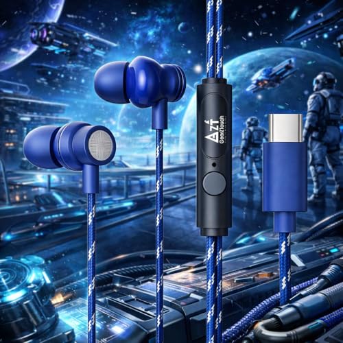Image of BLAAST'C TypeC Wired Earphone with Powerful HD Mic for Clear Sound, Deep Bass Sound, HD Calling, in-Line Volume Control & Noise Cancellation Compatible with only TypeC Jacks in Mobiles-BLUE