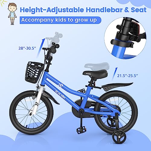 Image of BABY JOY Kids Bike, 12 14 16 18 Inch Boys Girls Bike for 3-8 Years w /Training Wheels, 20 Inch Children Bicycle for 8+ Teens w /Kickstand, Handbrake, Coaster Brake & Removable Basket, Sporty Bicycle