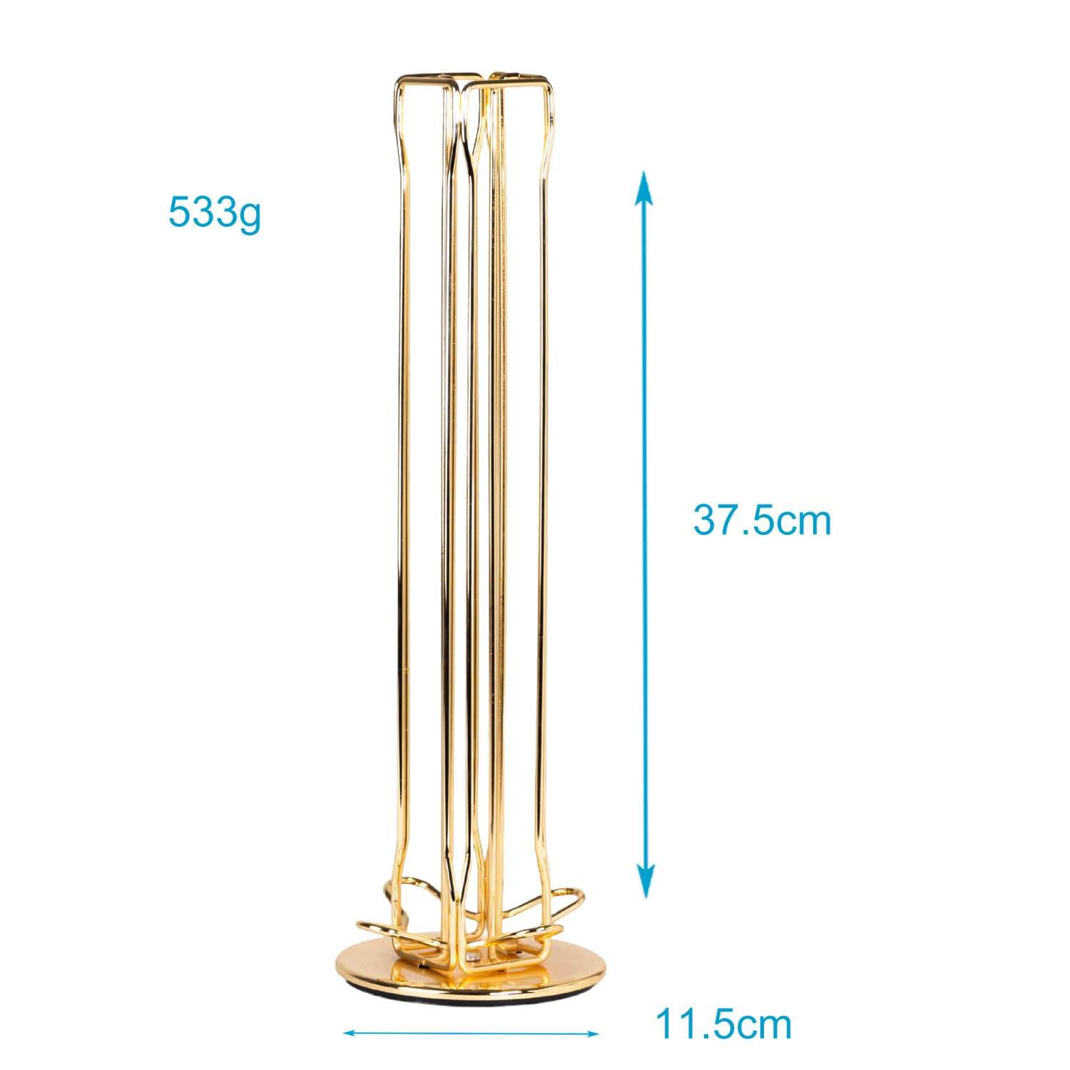 Intirilife Uchwyt na kapsułki do kawy kompatybilny z kapsułkami Nespresso (40 sztuk) z żelaza w kolorze Złotym - 11.5 x 37.5 cm - Obrotowy stojak na kapsułki o 360 stopni, przechowywanie kapsułek