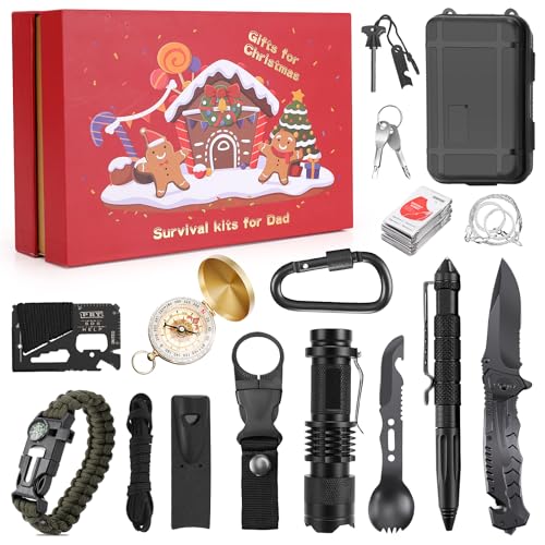Gifts for Men Dad Him Christmas, Survival Kit 17 in 1, Emergency Survival Gear and Equipment for Fishing Hunting,Christmas Stocking Stuffers, Camping Accessories, Cool Gadget - Image 3