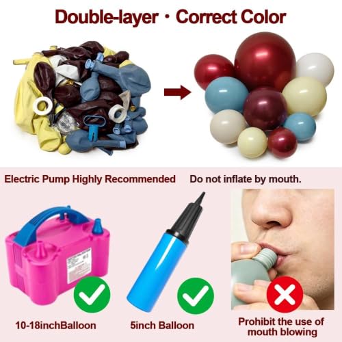 Image of Red Blue Yellow Balloon Arch Double Stuffed Cherry Berry Balloon Garland