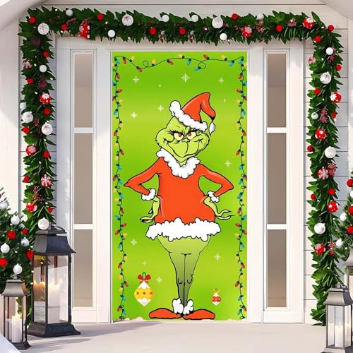 JClorix Grinch Weihnachts Türabdeckung Dekoration, Weihnachtsmann...
