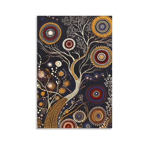 Fan-Er Aboriginal Dot Art Canvas Wall Decor