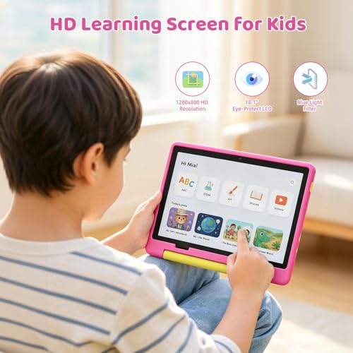 Image of Gleeso Android 16 Kids Tablet, 24GB RAM 64GB ROM Tablet for Kids Toddler Children, 6000mAh Battery, Parental Control, Kids Mode, GMS Certified, 10 Inch Kids Tablet with Case, Dual Camera, Gift, Pink
