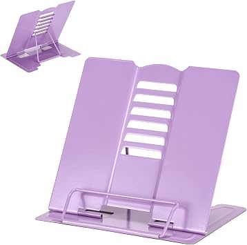 Metal Book Stand Adjustable Book Holder for Reading | Portable & Sturdy For Textbooks Cookbooks Sheet Music Papers Study