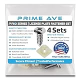 PRIME AVE License Plate Screws with Nylon Inserts - Stainless Steel Rust Proof License Plate Screws for Securing License Plates, Frames & Covers 4755299 3907444 A11719 (Set of 4)