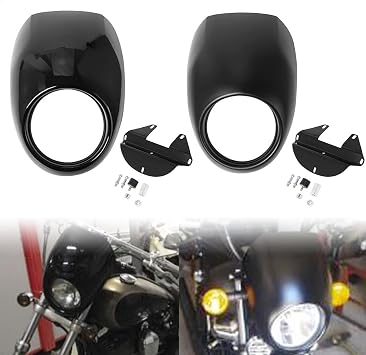 Front Headlight Fairing Cowl Mask Compatible for Harley Davidson Sportster 883 Iron 1200 Dyna XL/FX with 39mm Narrow Glide Fork 1973-2024 (Glossy Black)