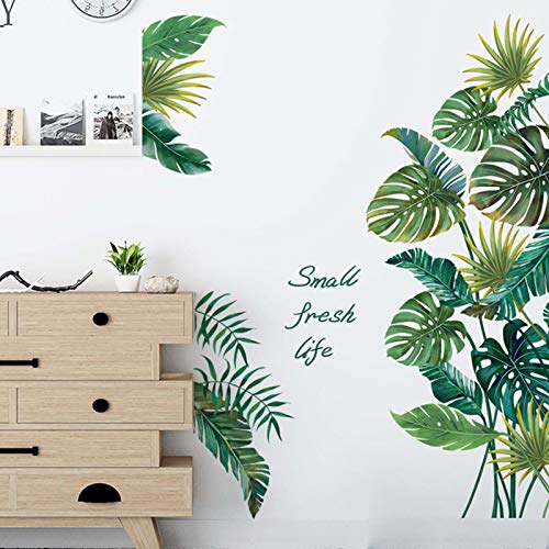 Tropical Wall Stickers Jungle Leaf Wall Posters For Bedroom, Palm Leaf Wall Decals Vinyl Peel And Stick Green Plants Art Murals For Living Room Girls Room #TOP1
