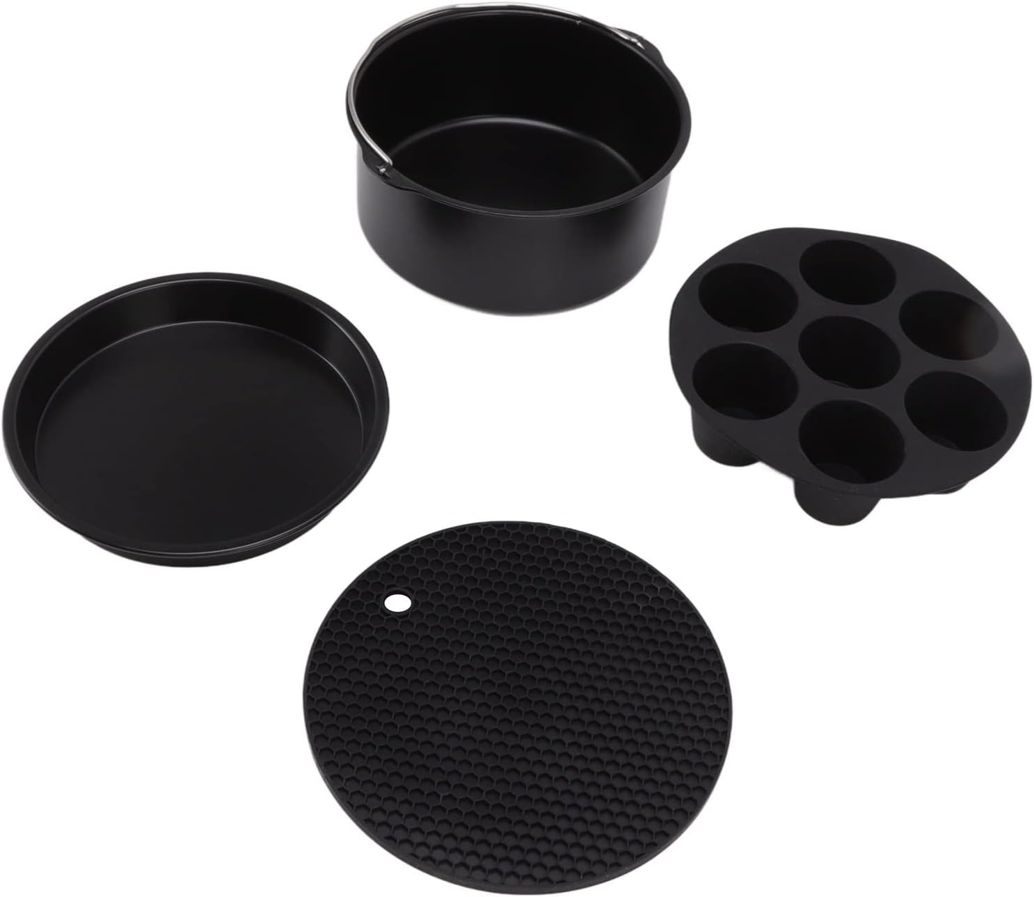 Gavigain Deep Fryer Parts & Accessories,Air Fryer Pans Set Heatproof Stainless Steel Air Fryer Accessories for Home Kitchen Restaurant (18cm)
