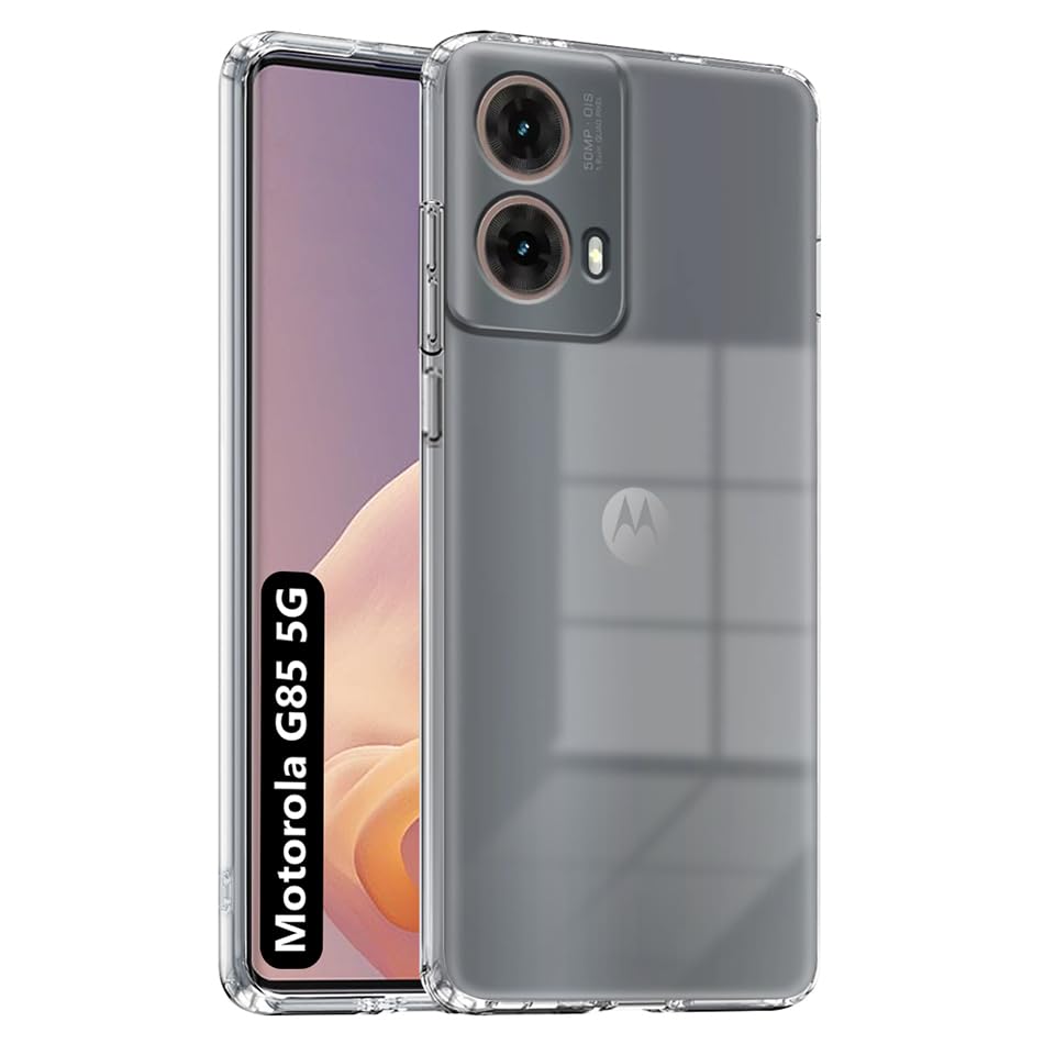 Image of Fashionury Crystal Clear Case for Motorola G85 5G | Yellowing Resistance | Transparent TPU Silicone | Raised Camera Lips | Slim Transparent Cover