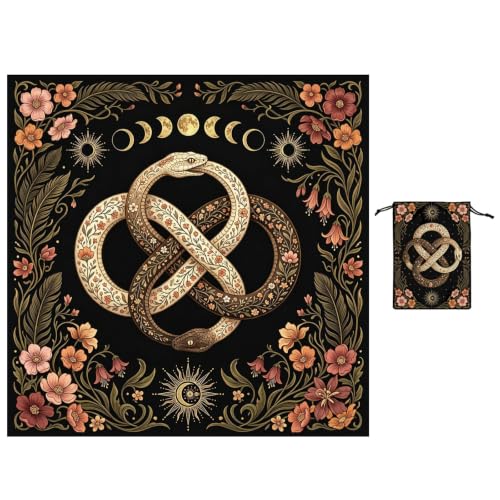 GLOBLELAND 23.6" Floral Snake Tarot Cloth with Tarot Bag for Reading