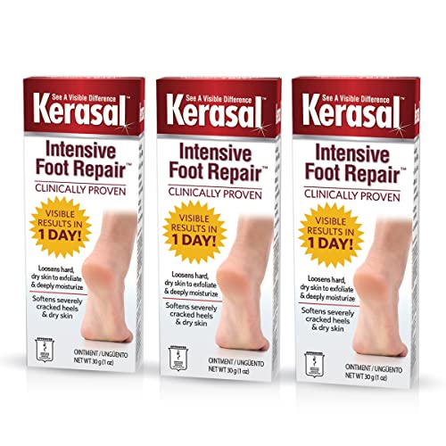 Kerasal Intensive Foot Repair, Skin Healing Ointment for Cracked Heels and Dry Feet, 1 Oz (Pack of 3)