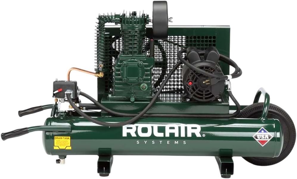 Rolair 1.5 Hp (115V), 7.3 Cfm@90Psi, 9 Gall Twin Tank Compressor (W/Dual Controls)