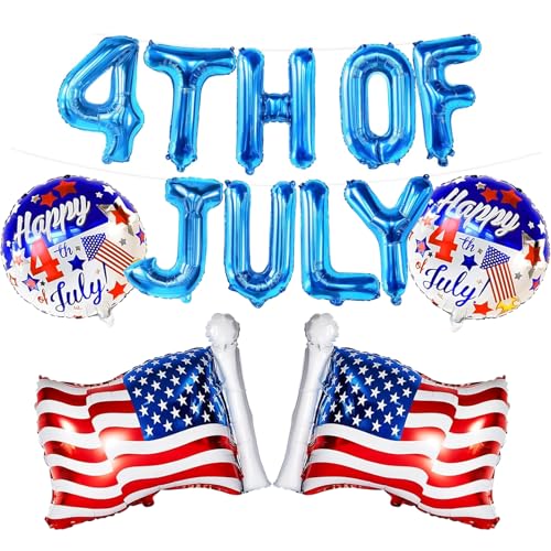 Image of 4th Of July Balloons 16 Inch, American Flag Balloons, Independence Day Foil Balloon For Patriotic Fourth Of July Decorations, American Flag Decor, Patriotic Decor