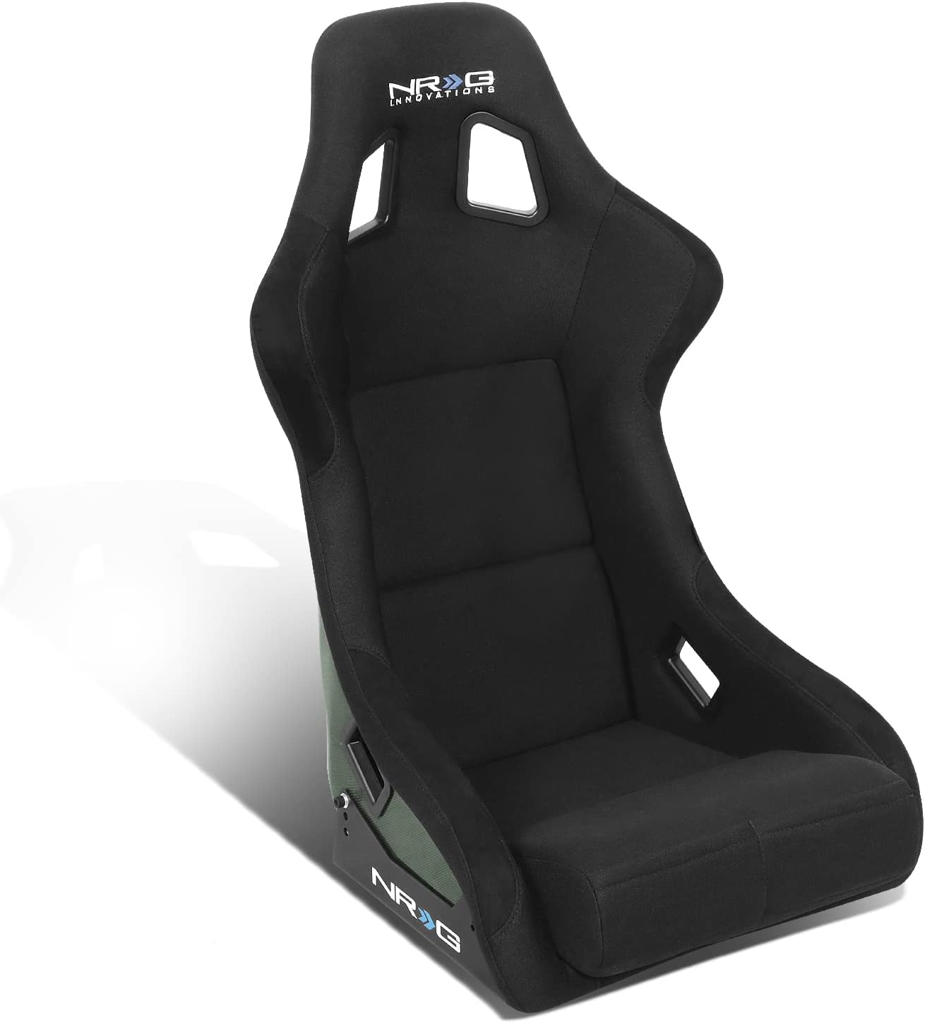 NRG Innovations NRG-RSC-302CF-GN Fixed Back Bucket Racing Seat with Universal Side Mount Bracket,Green Carbon Fiber Back, Black/Green
