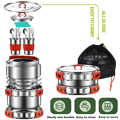 Camping-Cooking-SetCamping-Cookware-Mess-Kit304-Stainless-Steel-Camping-Pot-and-Pan-Set-with-Kettle-Cups-Plates-Forks-Knives-Spoons-for-Camping-Picnic-RVs-for-2-People