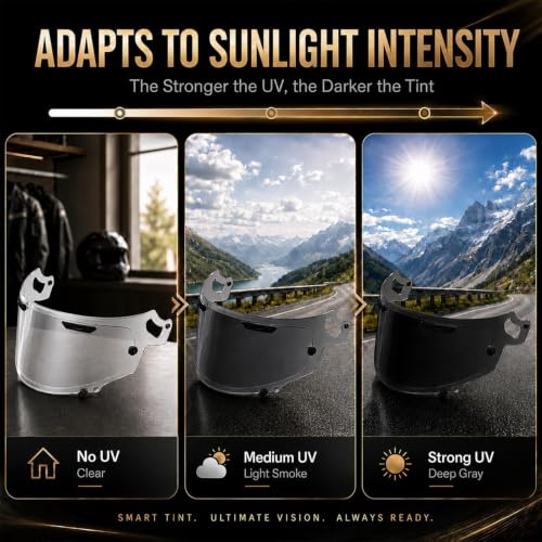 Image of PSLER Photochromic Shatterproof Helmet Visor for Regent X Corsair-X