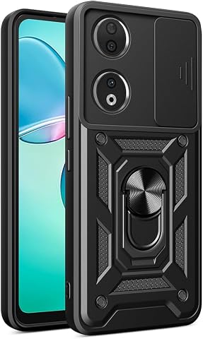 Zore Honor ile uyumlu 90 Kılıf Magnetik Standlı Kamera Korumalı Zore Sürgülü Vega Kapak Siyah