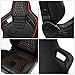 ModifyStreet Pair of All Black PVC + Red Snake Pattern & Rear Carbon Fiber Style leather Reclinable Racing Seats W/Silders