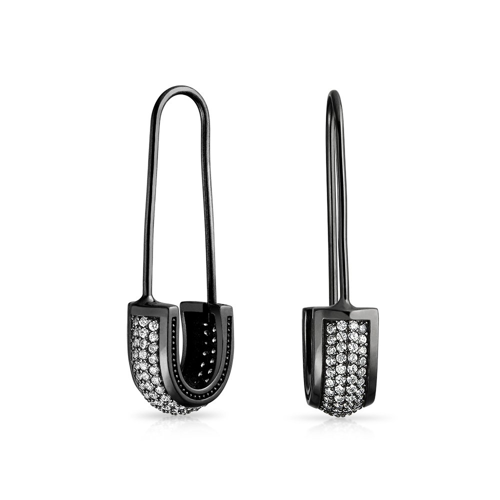 Simbolo Sostenere gli sfollati Cubic Zirconia CZ Orecchini con perno di sicurezza Per donne Per adolescenti Argento placcato nero
