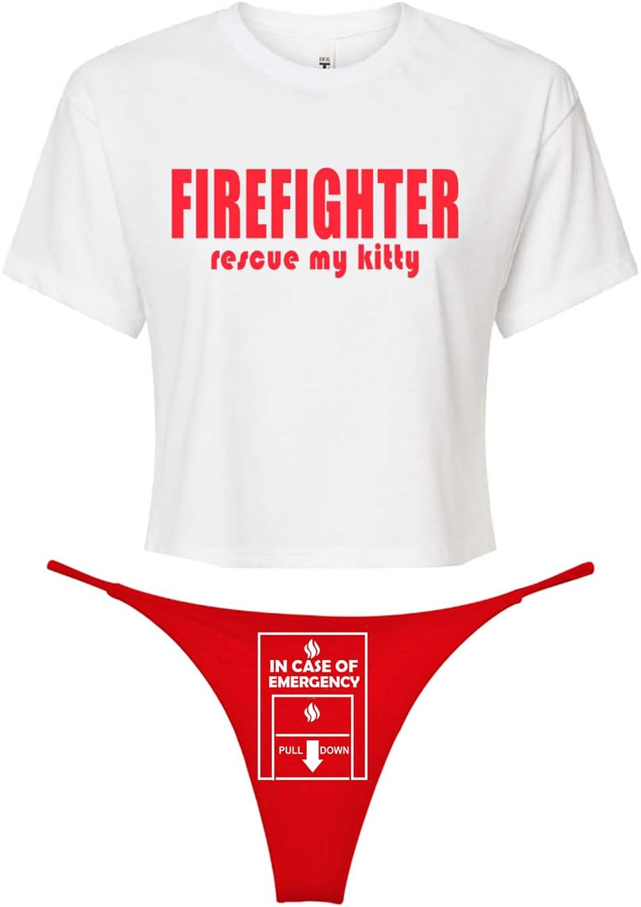Fire Fighter Costume For Women Cosplay Thong and Crop Set