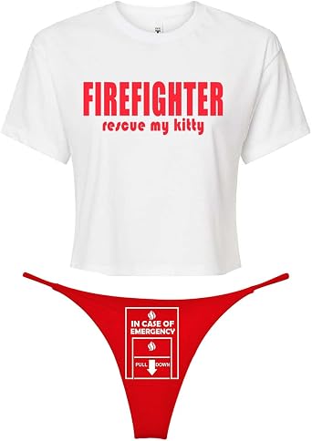 Fire Fighter Costume For Women Cosplay Thong and Crop Set