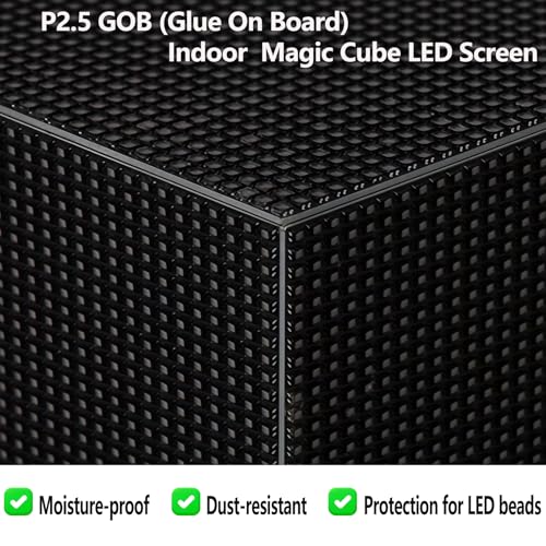 Image of P2.5 Magic Cube Indoor LED Display, 5-Sided Full-Color Programmable Digital Sign with WiFi App Control, GOB Protective Surface, Supports Text Images Videos Clock for Store Advertising