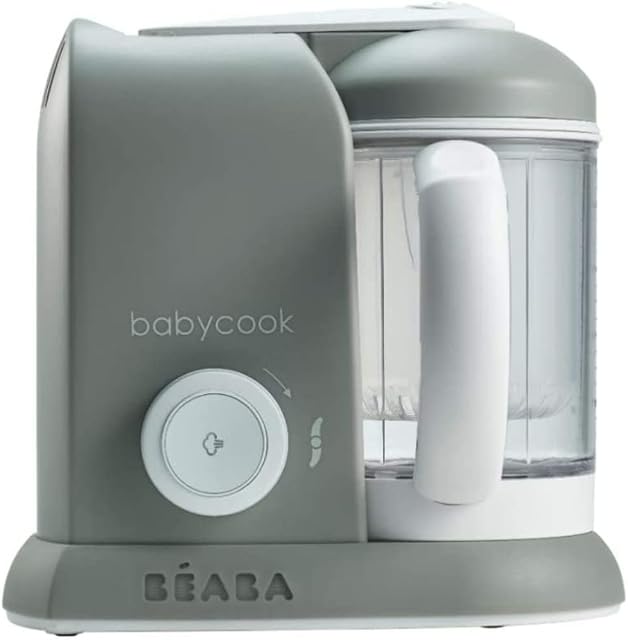 BEABA - Babycook Solo - Baby Food Maker - 4 in 1 : Baby Food Processor, Blender and Cooker - Soft Steamer Cooking - Quick - Food diversification for your Baby - Grey