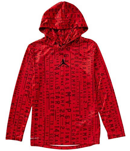 Air Jordan Long Sleeve Hoodie Youth Boys Athletic Hooded Shirt (Gym Red, M 10/12)
