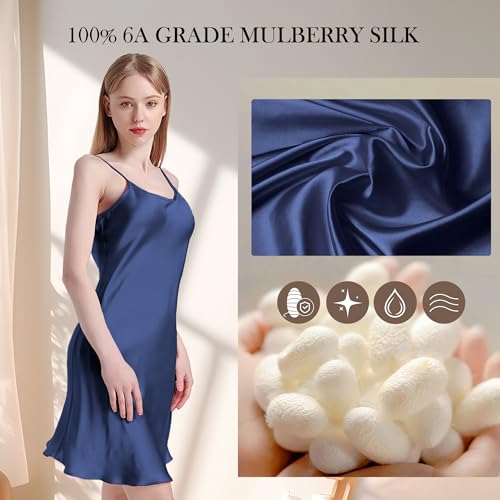 Image of Luxurious 100% Mulberry Silk Chemise - 19 Momme Sleeveless Nightgown