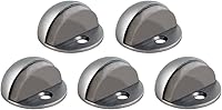Design House 5-Pack Satin Nickel Dome Floor Door Stops - Heavy-Duty Zinc, Rubber Bumpers, Easy Install, Wall & Door Protection