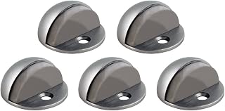 Design House 5-Pack Satin Nickel Dome Floor Door Stops - Heavy-Duty Zinc, Rubber Bumpers, Easy Install, Wall & Door Protection