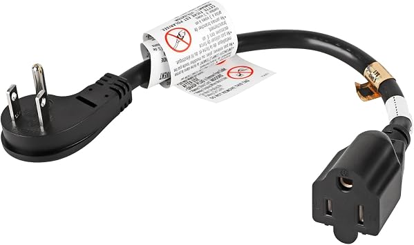 VSEER 1Feet 1625W 13A UL SJT 16AWG Flat Plug Heavy Duty Extension Cord Outlet Saver 3-Prong Grounded Short 90 Degree Angle Adapter Power Extension Cord,UL Listed Black, 1 Pack