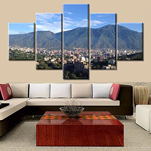 WKqifeil 5 Panels Canvas Wall Art Poster Avila Caracas Mountain Print Painting Modern Home Decoration Living Room Pictures No Framed W40in*H20in