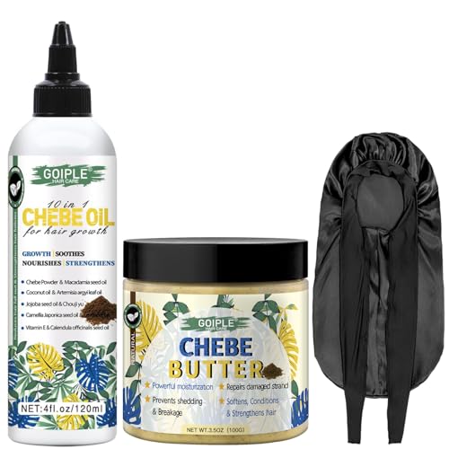 Huile Capillaire Chebe Naturelle pour la Pousse des Cheveux Huile de Chebe Hydratante pour le Cuir Chevelu, Poudre de Chebe Africaine pour la Pousse des...