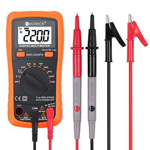 Neoteck 6000 Counts TRMS Auto Ranging Digital Multimeter, Multimeter Tester with NCV AC/DC