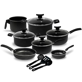 Jogo 10 Peças Preto Antiaderente c/ Utensílios