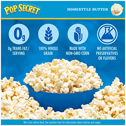 Pop Secret Microwave Popcorn, Homestyle Butter Flavor, 3 Ounce Sharing Bags, 30 Count #TOP1