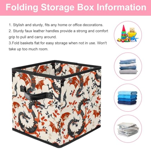 Boîte de rangement dragon cube pliable 28cm en tissu Oxford