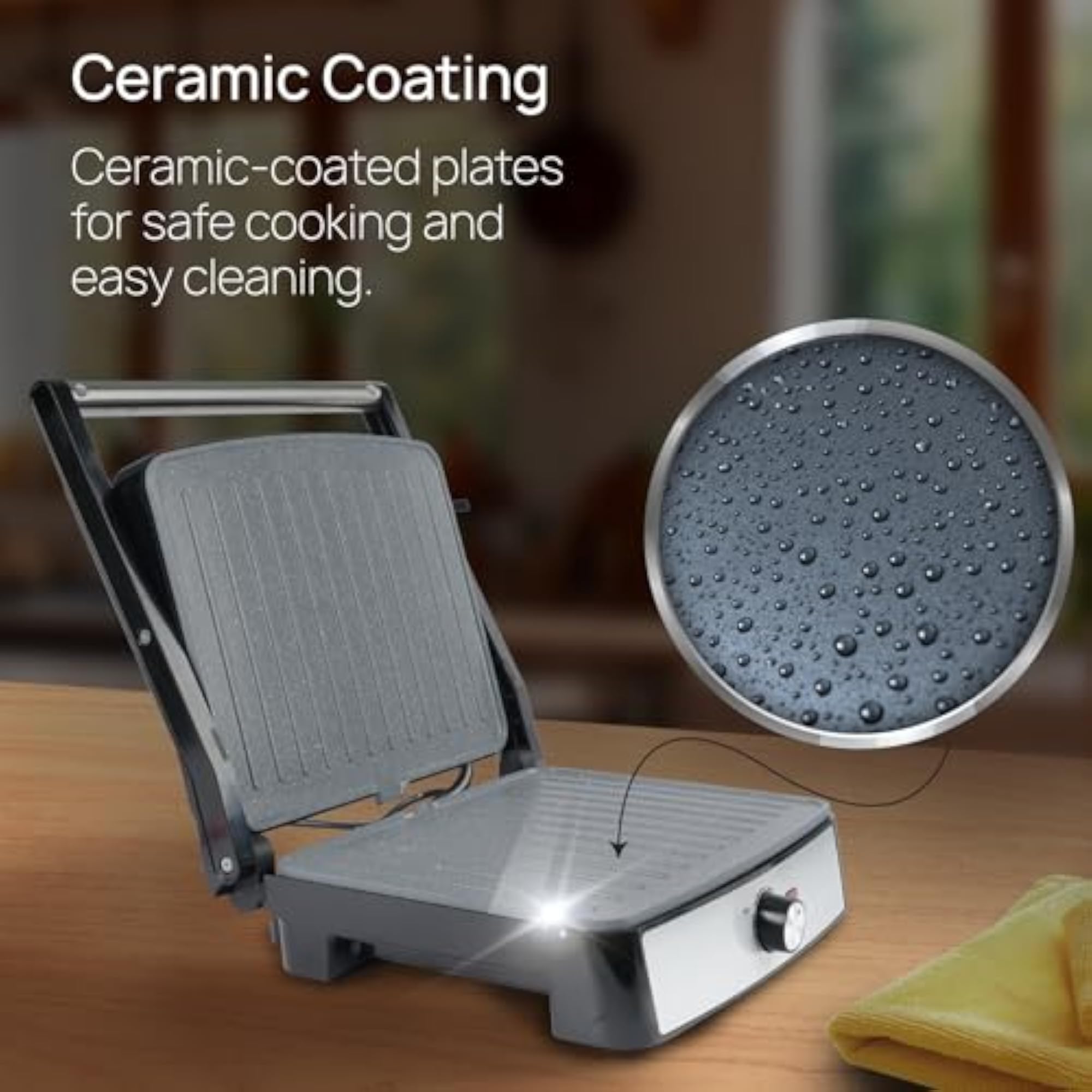2200 Watt Super Jumbo Ceramic Grill Sandwich Maker with Multi Heating Modes