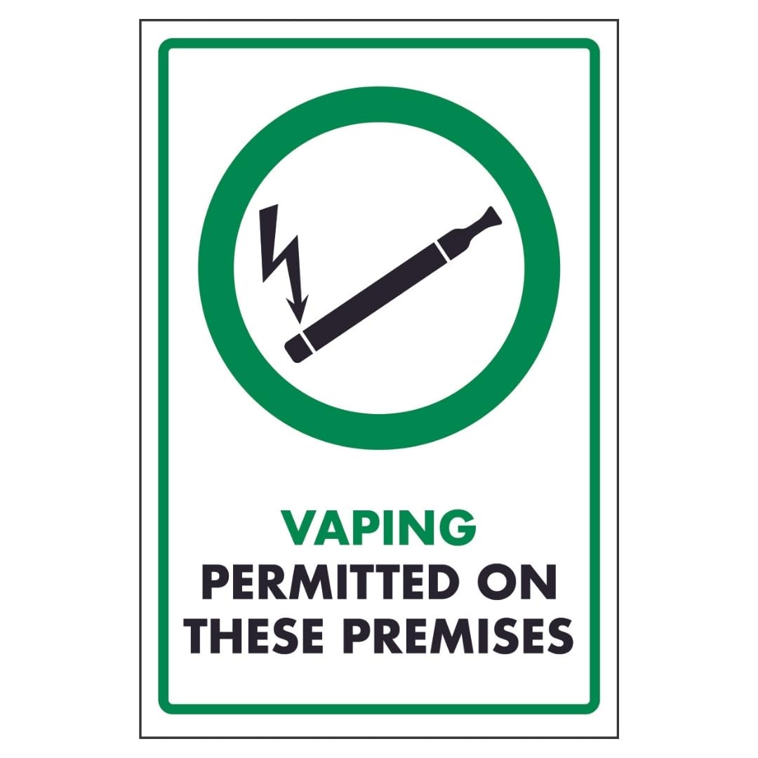 V Safety Vaping Permitted On These Premises 200 x 300mm - 2mm Rigid Plastic Safety Sign