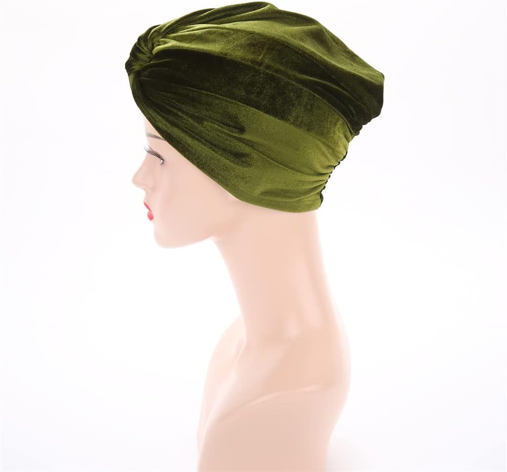 Women's Stretch Velvet Twist Pleasted Hair Wrap Turban Hat Cancer Chemo Beanie Cap Headwear - Image 8