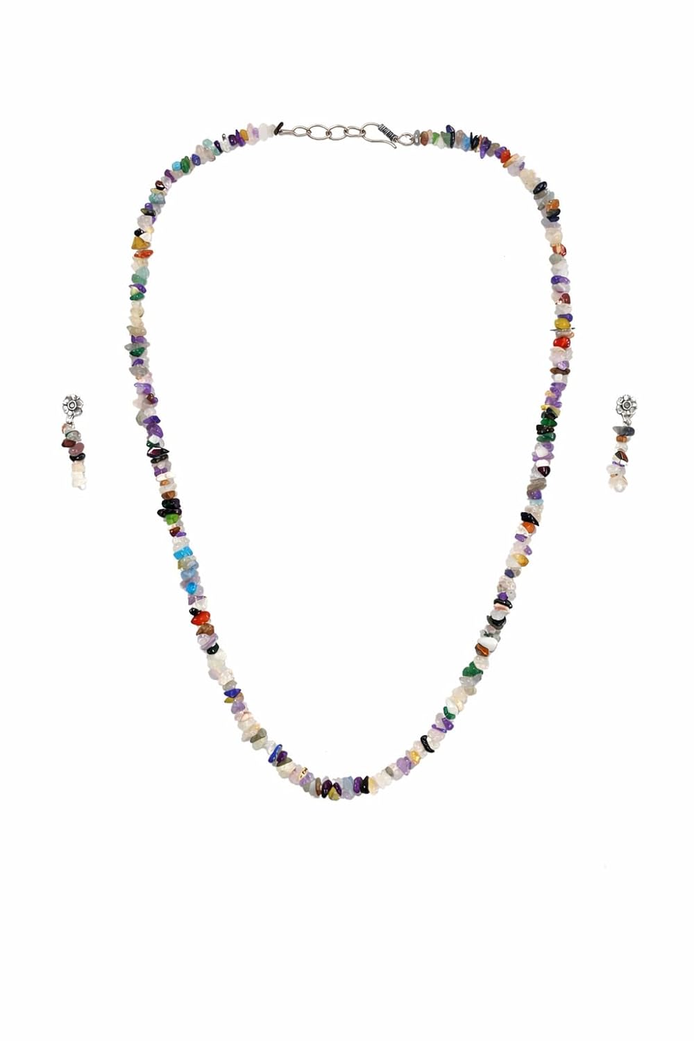 Home Shop Natural Multi-Color Stone Necklace Set for Women & Girls | Handmade Crystal Chip Beads Jewelry with Matching Ear... - Review, Price and Buying Guide