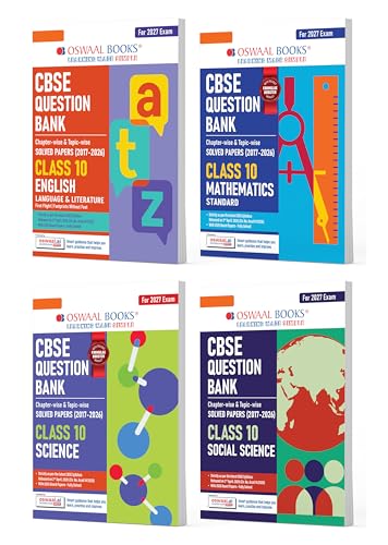 Image of Oswaal CBSE Question Bank English | Maths Standard | Science | Social Science (Set of 4 Books) For Class 10 Chapterwise and Topicwise SOLVED PAPERS With Mind Maps & Revision Notes For 2027 Exam