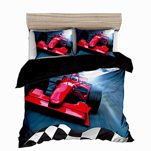 Parure de lit F1 rouge 220x240cm, le cadeau idéal pour ados fans de voiture