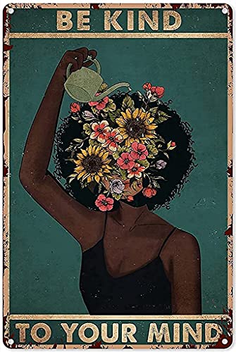 Letreros vintage para decoración del hogar, letrero de metal con texto en inglés "Be Kind to Your Mind", letrero de aluminio para pared, póster de metal para cocina, hogar, bar, cafetería, garaje,