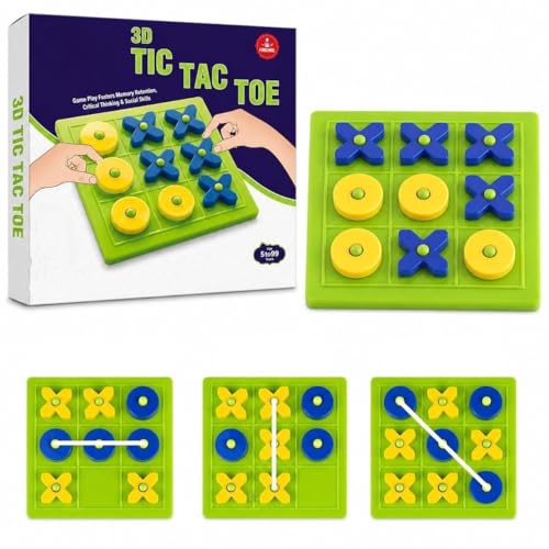 Image of Puno OXOX Games - Tic Tac Toe Game - Classic Indoor Games for Kids - Board Games xo xo | Mutlicolor | Pack of 1